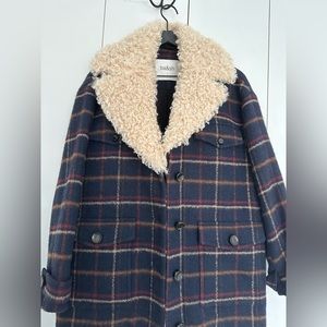 Ba&sh plaid coat with removable faux shearling